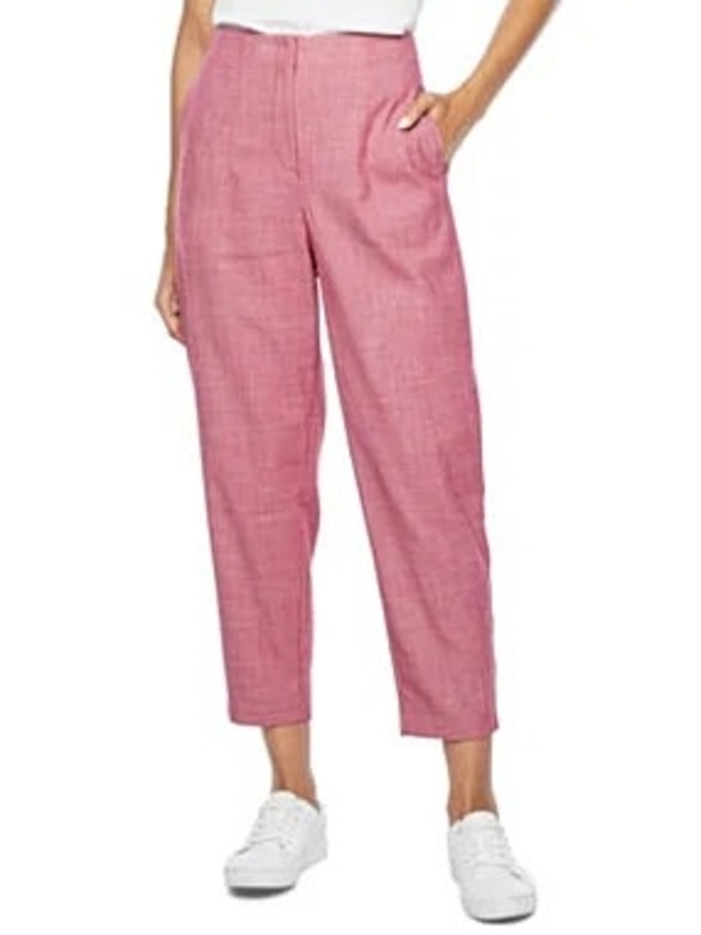 Worthington Pink Cropped High-Rise Trousers